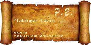 Plakinger Edvin névjegykártya